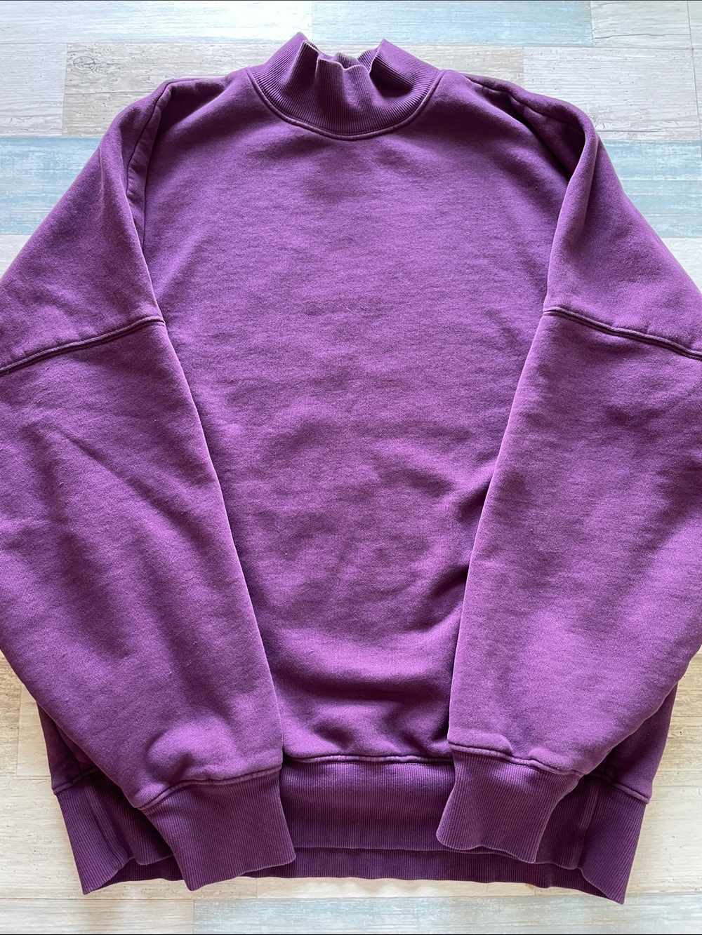 TNA CozyAF Fleece Purple Mock Neck Sweatshirt